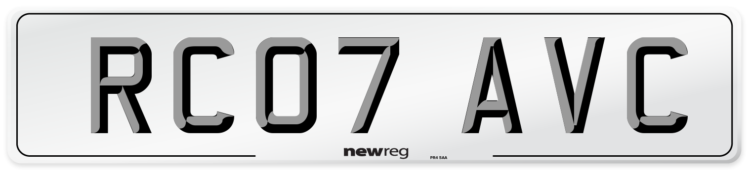 RC07 AVC Number Plate from New Reg